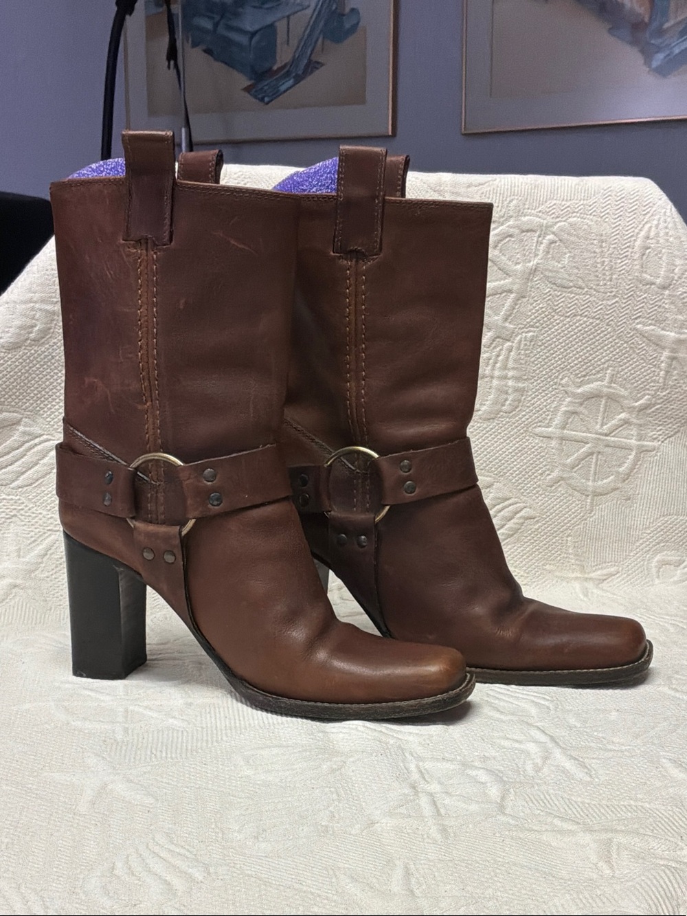 Michael Kors leather mid-calf harness boots 8.5 Y2K
